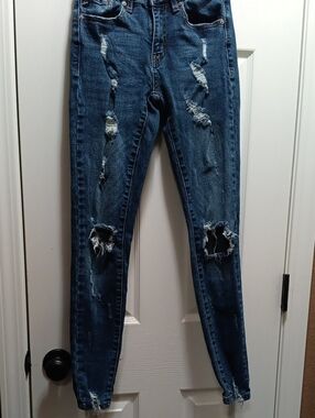 KanCan Ripped Dark Blue High-Rise Skinny Jeans